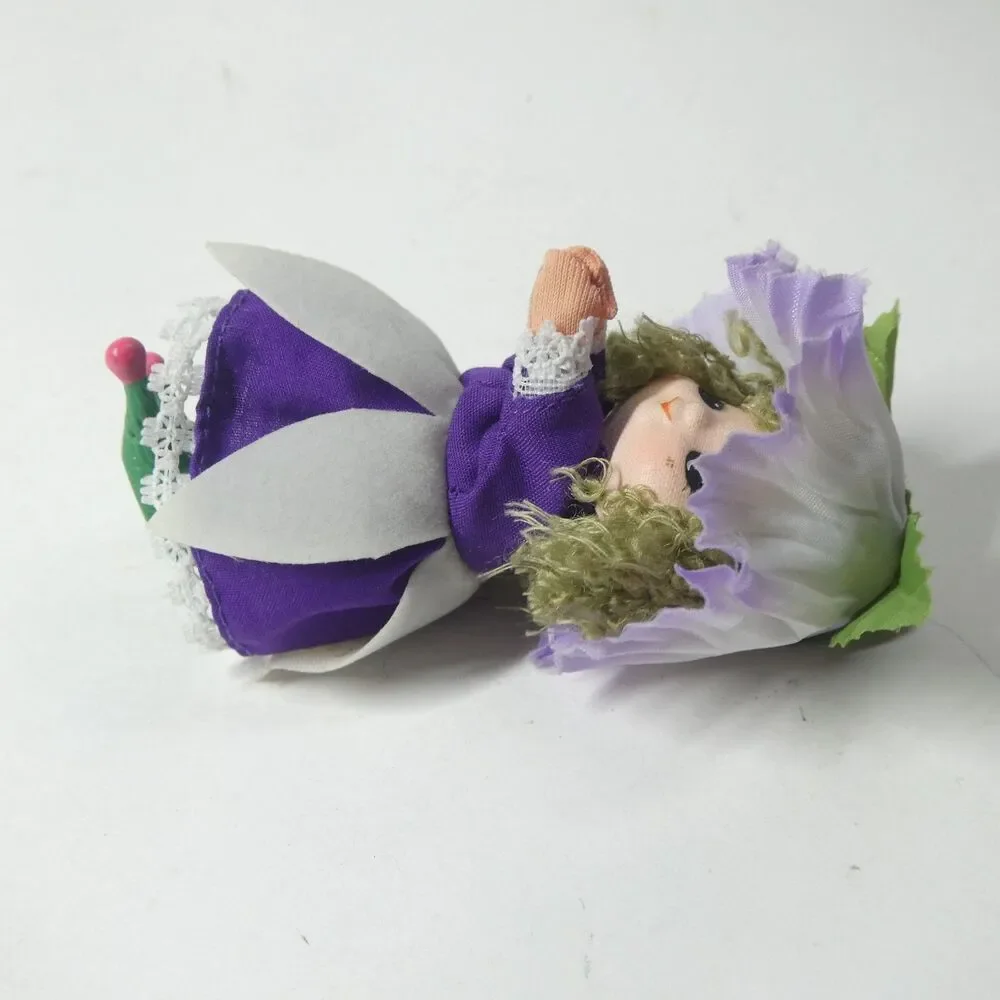 Flower Fairy Mini Doll Vintage Purple 1982 Sharpe Ltd. Korea 1980s